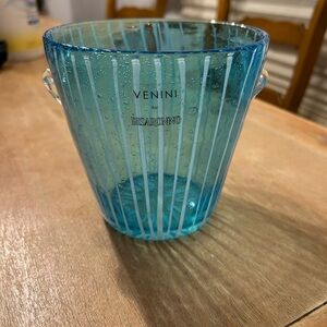 Venini Blue Striped Glass Vase
